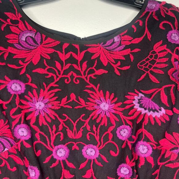 Adrianna Papell Floral Lace Embroidered Sheath Dress Sheer Sleeves Plus Size 14 - Picture 6 of 13